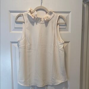 NWT J. Crew Cream Ruffled Neck Sleeveless Blouse